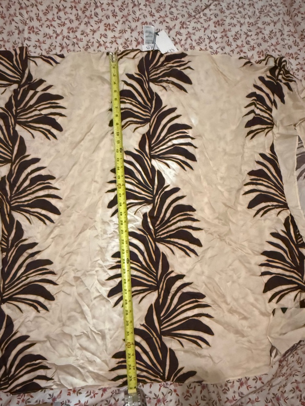 JETS Beige and Dark Brown Floral Print Women’s Top